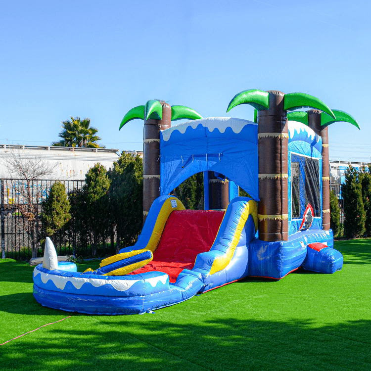 Ocean Shark Bounce House Water Slide with Pool Combo